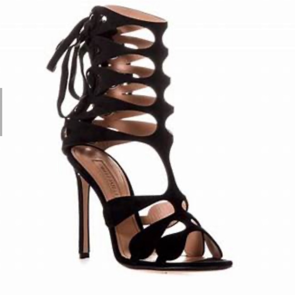 Samuel Failli  Diane black caged high heel bootie sandal SZ 7.5